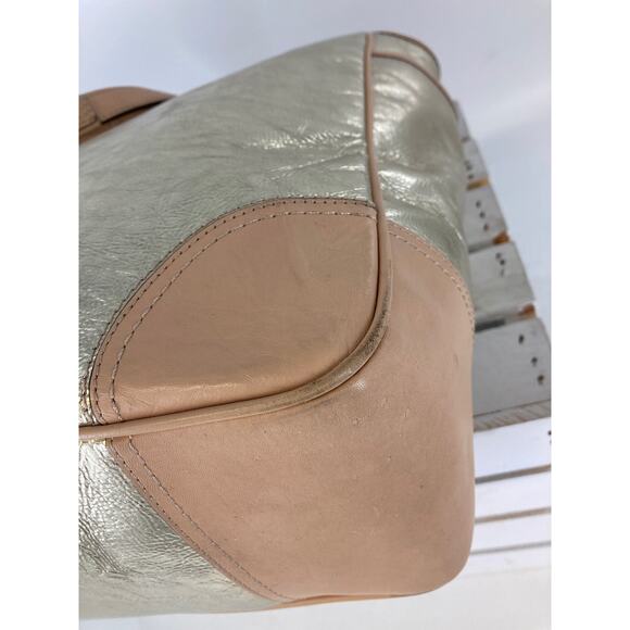 COACH METRO 26141E METALLIC GOLD LEATHER XL TOTE WEEKEND BAG - Picture 7 of 16